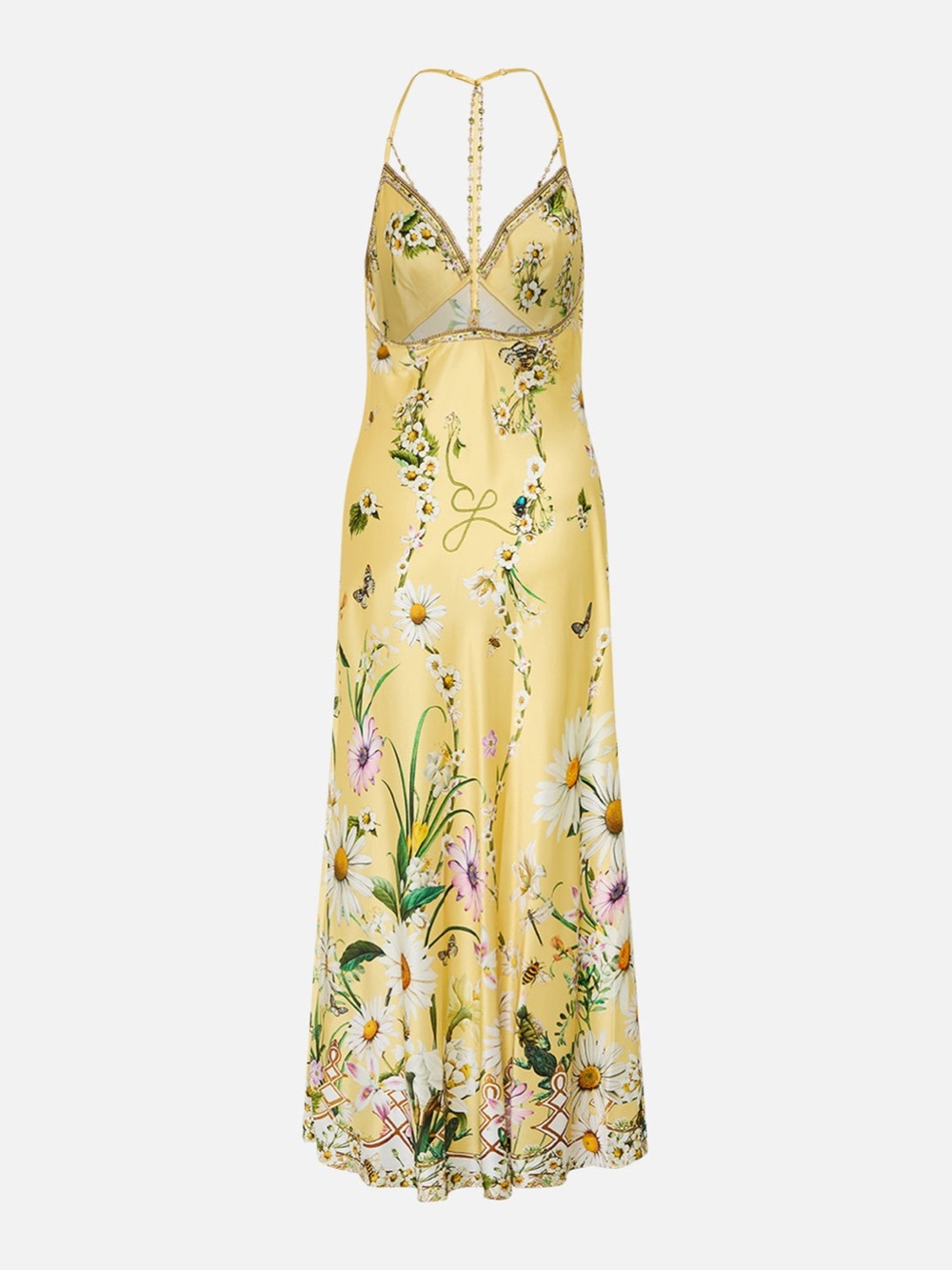 CAMILLA SILK FLORAL DAISY CHAINS DETAIL SLIP STRAPPY MAXI DRESS - Picture 5 of 14